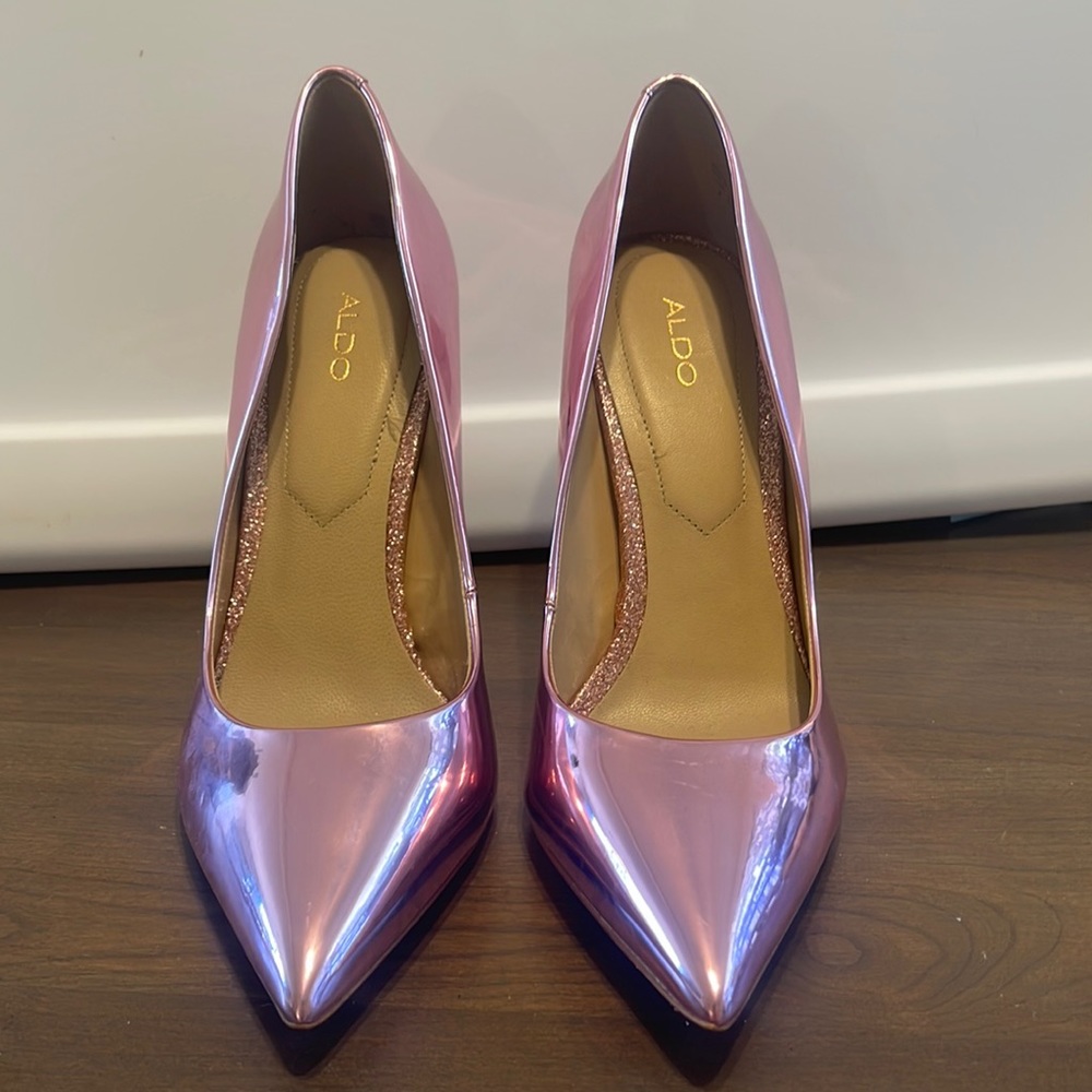 ALDO pink metallic Stessy heels. Never worn!